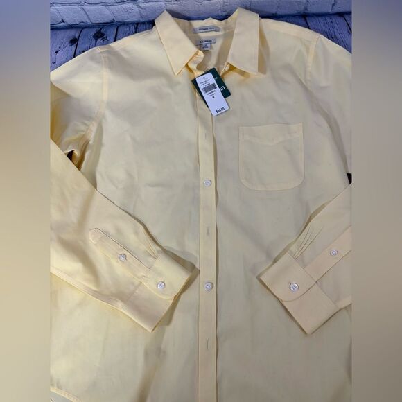 NWT LL Bean Yellow Wrinkle Resistant Classic Traditional Oxford Shirt Size M - Picture 3 of 7